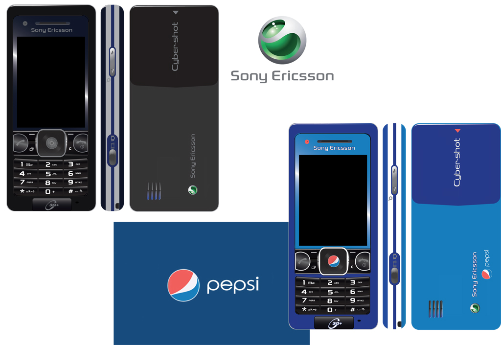 Sony Ericsson C510 vectorized & customized as pepsi phone